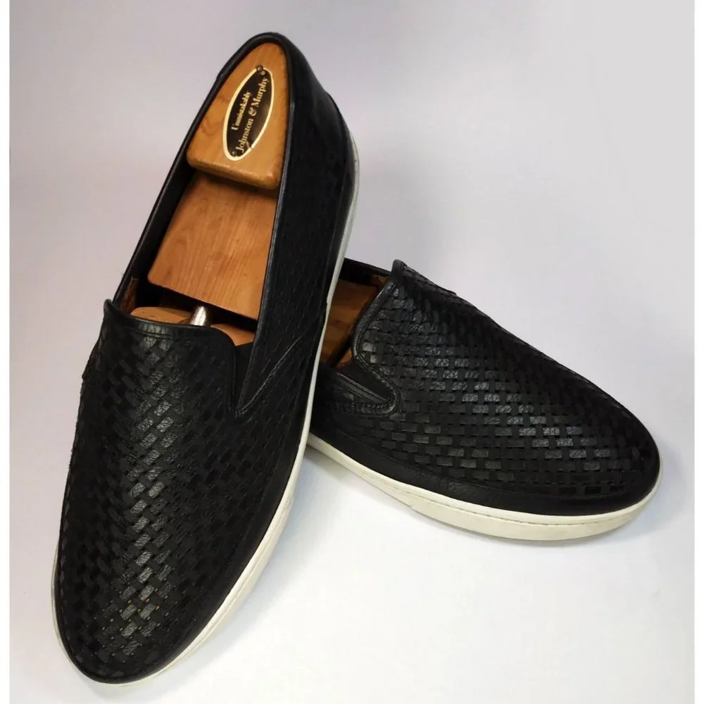 Johnston & Murphy Men’s Tyler Laser-Weave Slip-On Black Sneaker Shoe Size 9